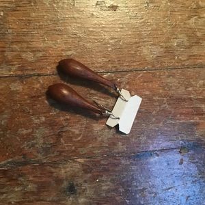 Wood and silver drop earrings